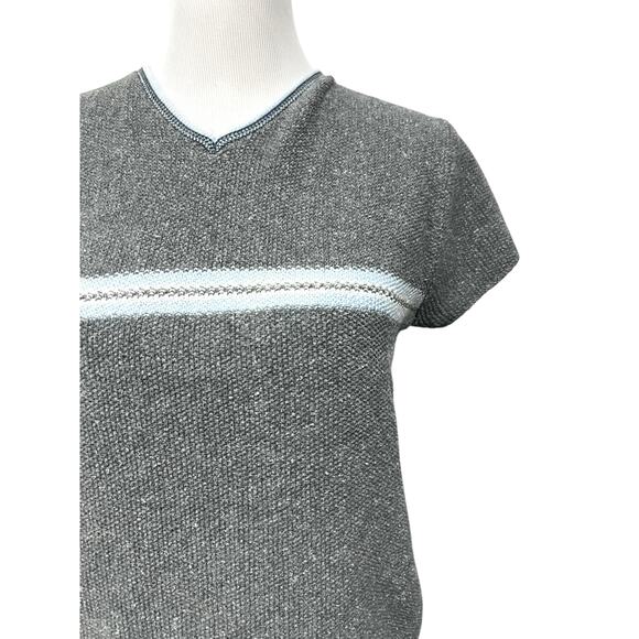 Vintage 90’s Y2K Women’s Sweater Short Sleeve Striped Carolina Colours Sz L - Picture 2 of 8